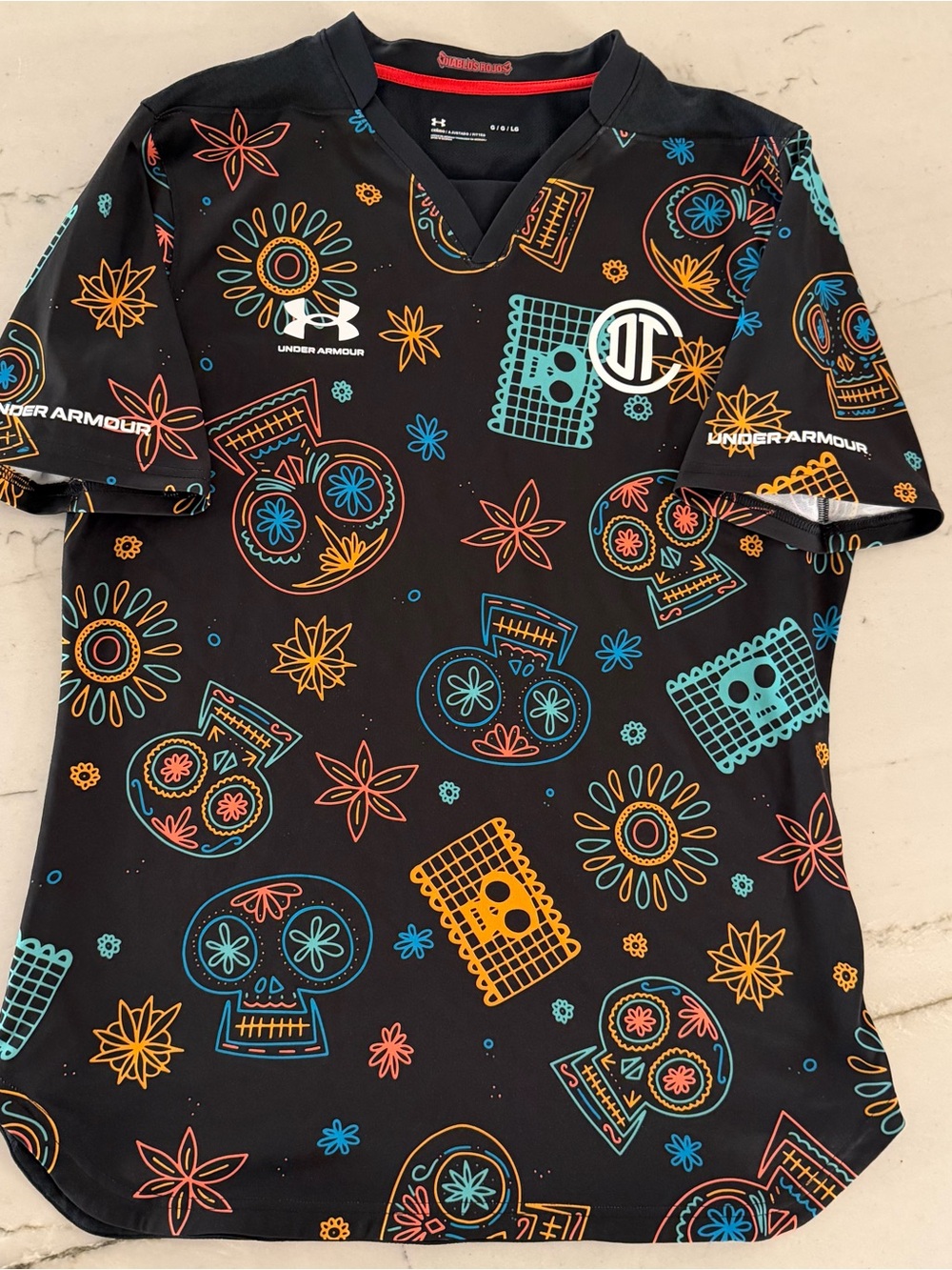 Under Armour Large Black Toluca FC Dia de Muertos Third Kit Jersey All Over